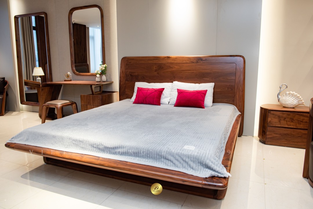 Giường ngủ gỗ óc chó VLUXE-GN-04